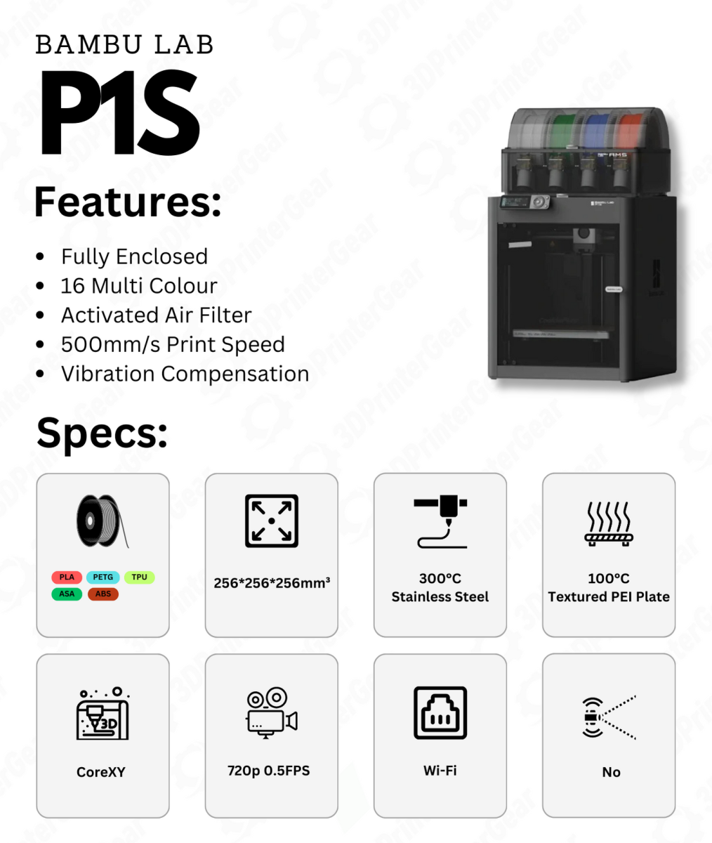 Bambu Lab P1S + AMS 3D Printer Australia